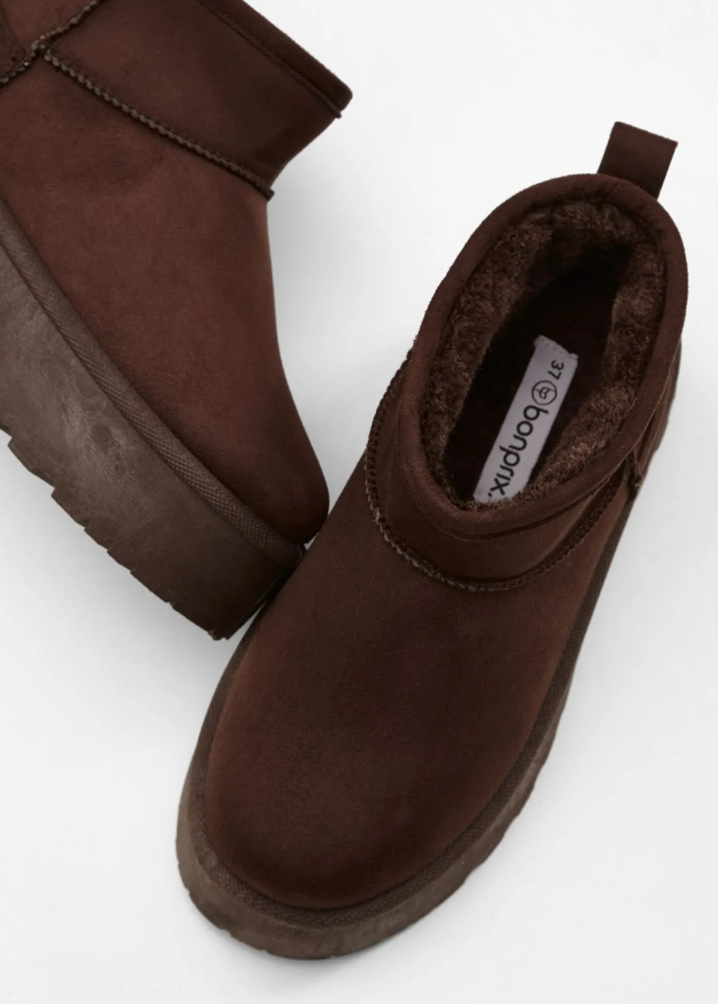 bonprix bonprix Botines De Nieve·Botines Forrados|Botas De Pelo>Botas de plataforma forradas Marrón oscuro