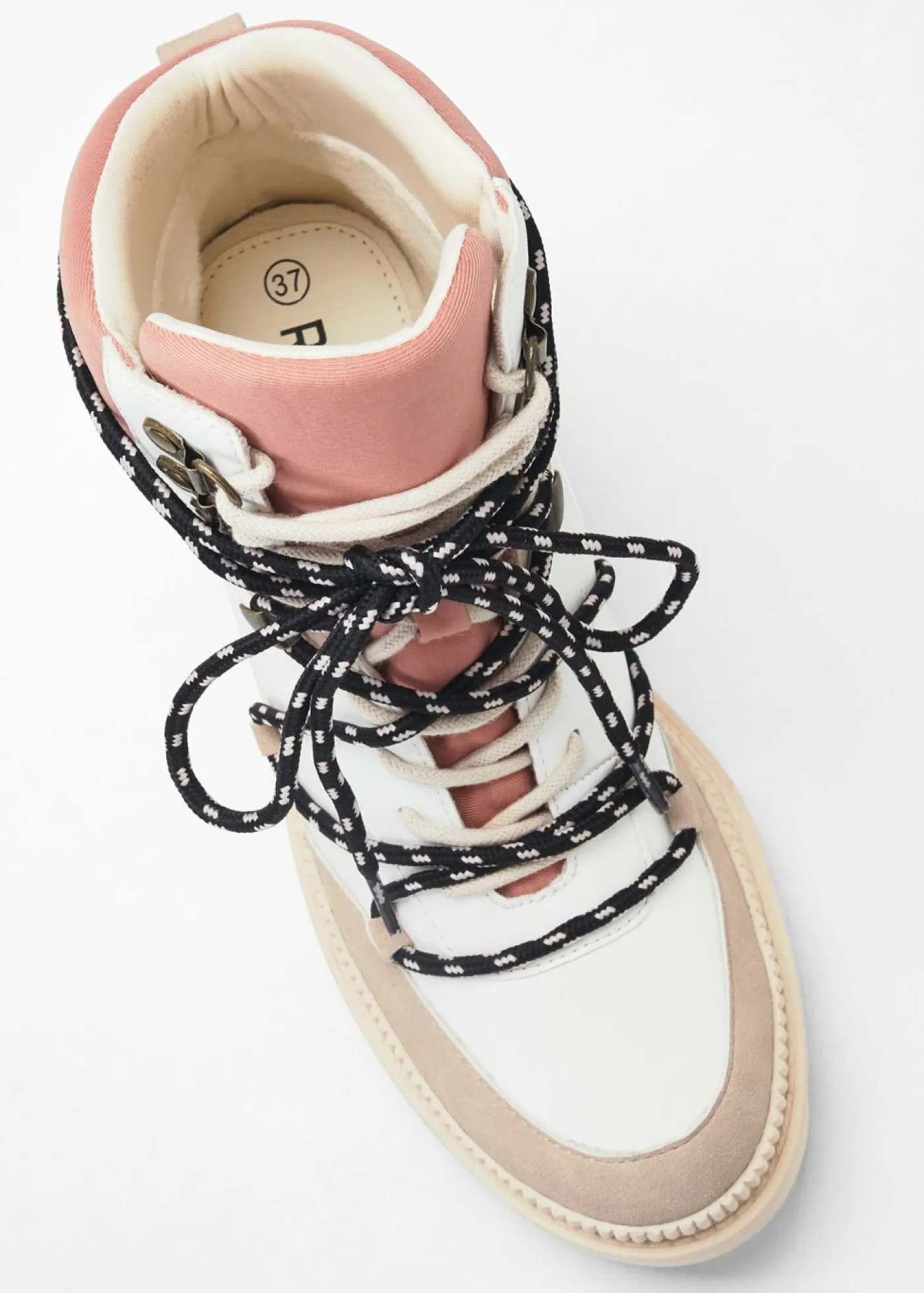 bonprix bonprix Tendencias·Zapatos Veganos|Botines De Nieve·Botas Con Cordones>Botas forradas con cordones Beige-blanco-rosado