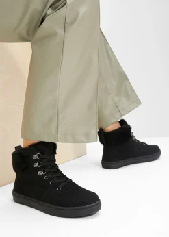 bonprix bonprix Tendencias·Zapatos Veganos|Botines De Nieve·Botas Con Cordones>Botas forradas con cordones Negro