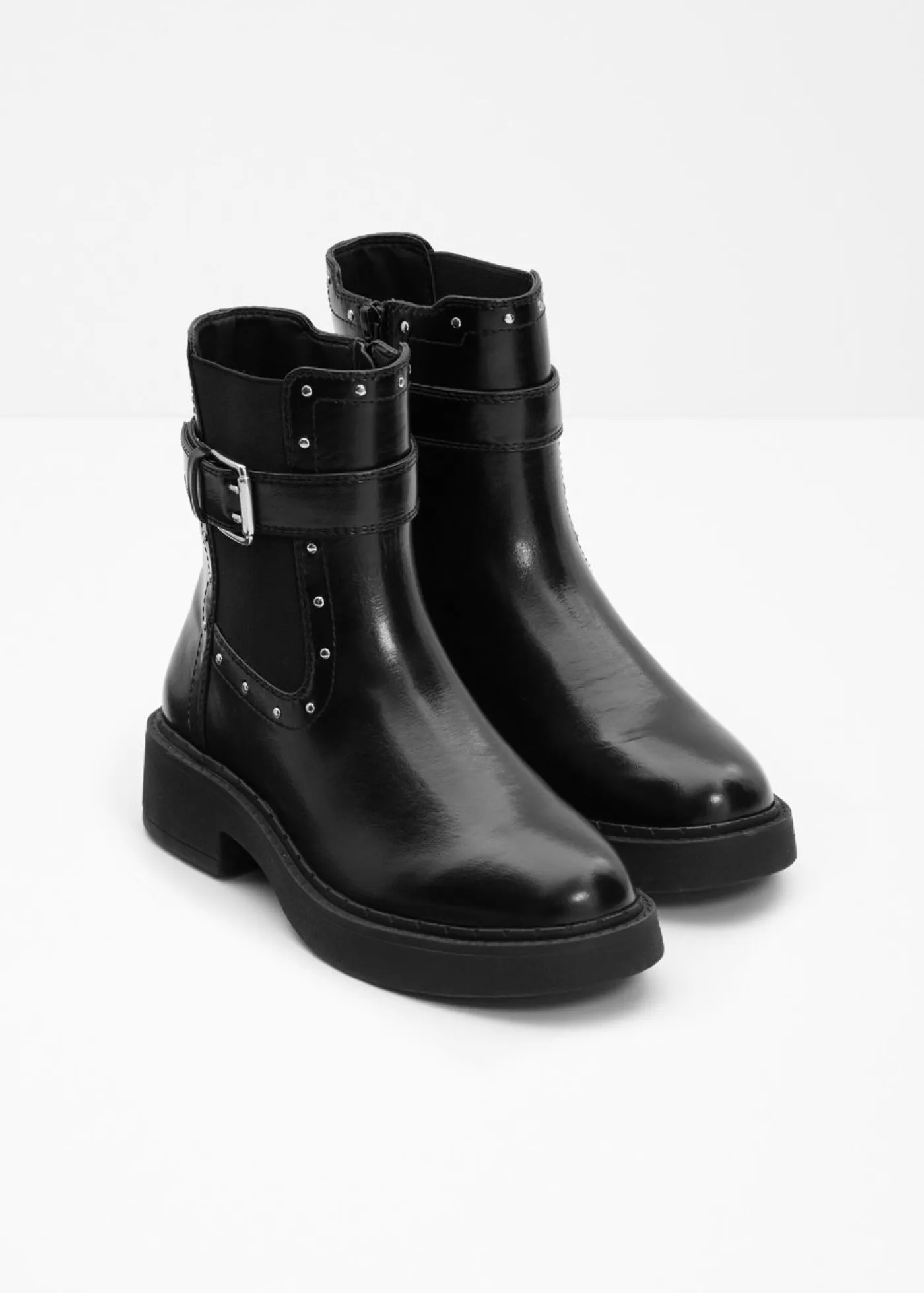 bonprix bonprix Botines De Nieve·Botines Clásicos>Botas moteras con hebilla Negro