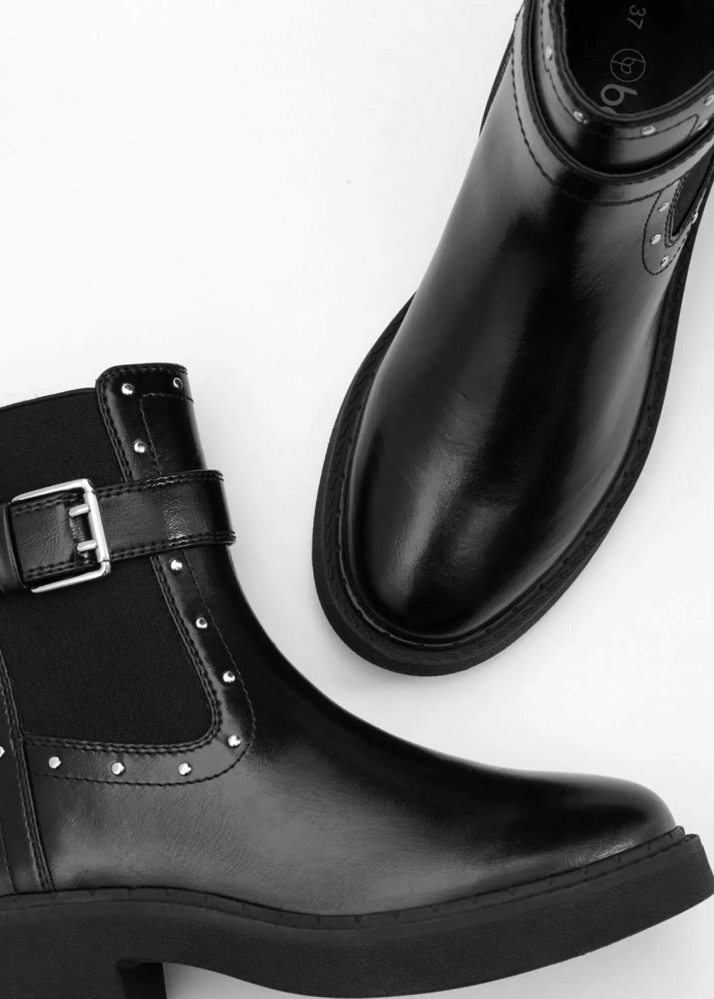 bonprix bonprix Botines De Nieve·Botines Clásicos>Botas moteras con hebilla Negro