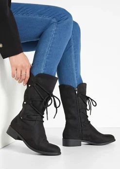 bonprix bonprix Botas De Pelo|Botas>Botines de cordones Negro
