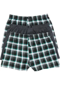 bonprix bonprix Bóxers|Ropa Interior·Bóxers>Boxers holgado de punto de algodón (3 unidades) a cuadros-gris