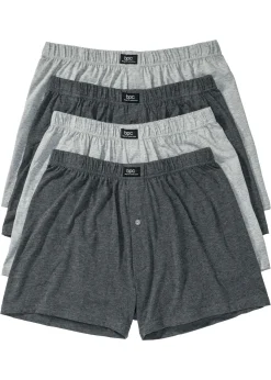 bonprix bonprix Bóxers|Ropa Interior·Bóxers>Boxers holgados de punto con algodón suave (4 unidades) Gris jaspeado
