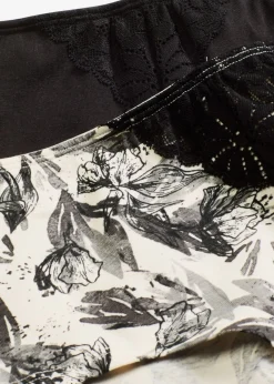 bonprix bonprix Ropa Interior De Algodón|Bragas>Braga (4 unidades) Negro-Beige natural