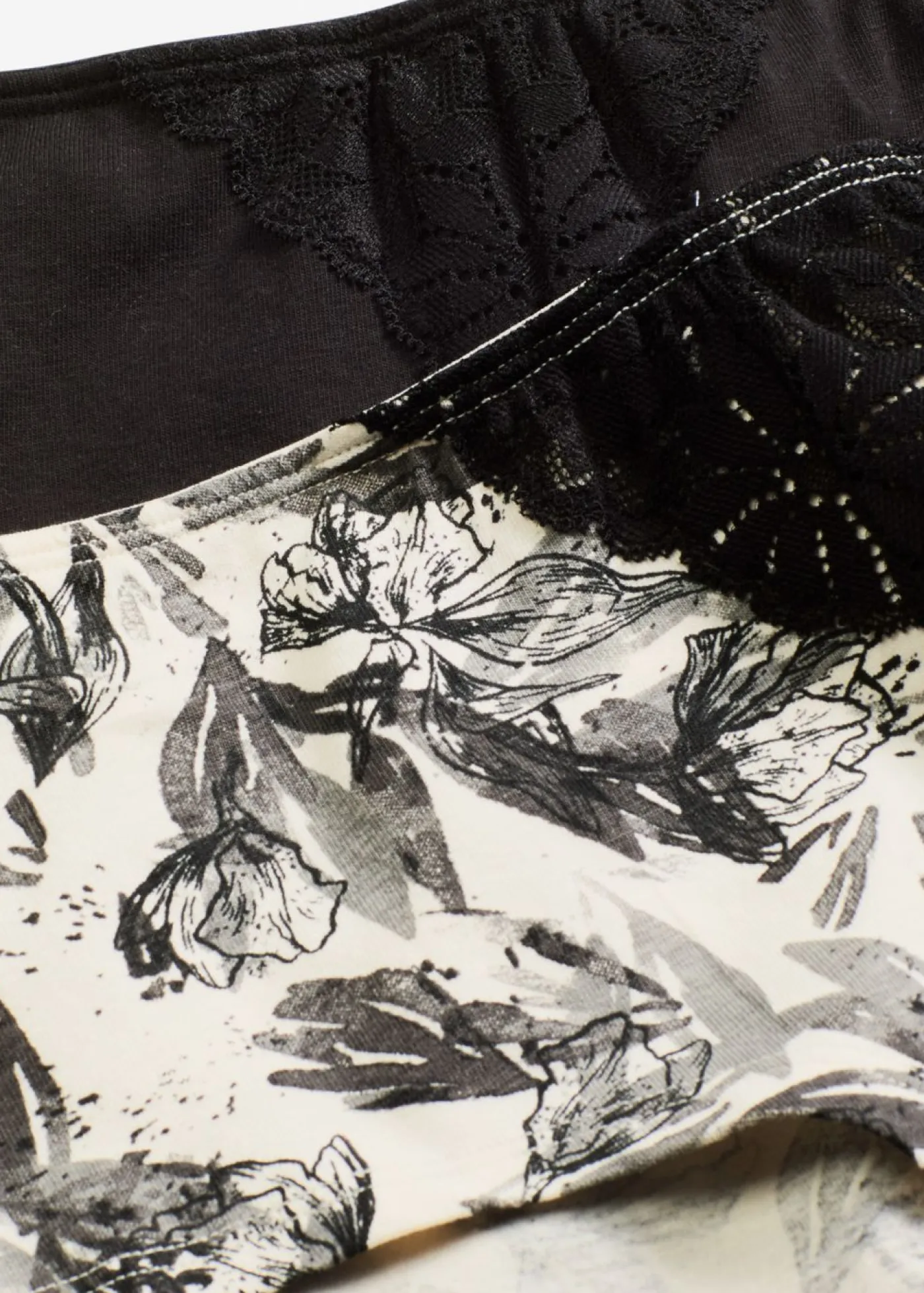 bonprix bonprix Ropa Interior De Algodón|Bragas>Braga (4 unidades) Negro-Beige natural