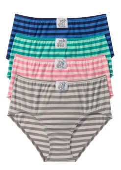 bonprix bonprix Ropa Interior De Algodón|Bragas>Braga (4 unidades) Azul-verde-rosa-gris de rayas