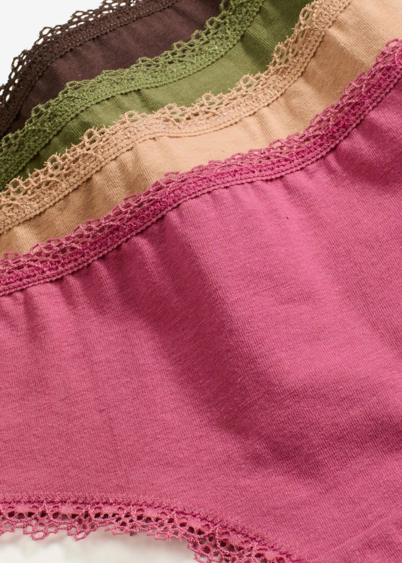 bonprix bonprix Ropa Interior De Algodón|Bragas>Braga brasileña (5 unidades) con algodón marrón oscuro-flor de cerezo-caqui oscuro-camel