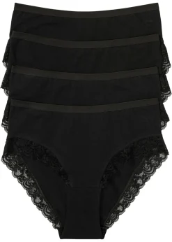 Mujer bonprix bonprix Braga con algodón orgánico y encaje (4 unidades)