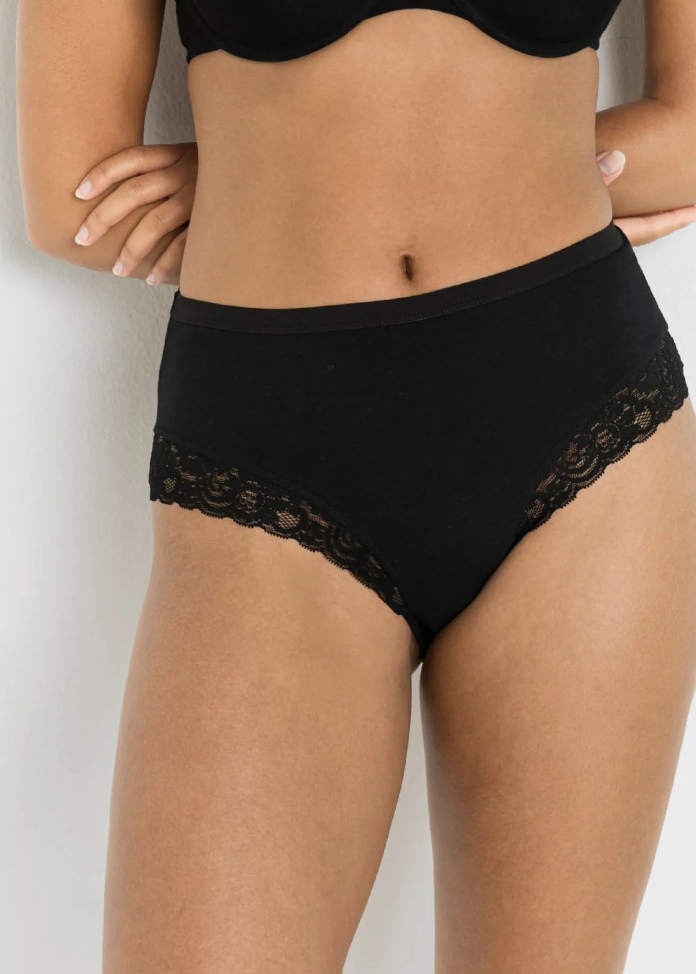 Mujer bonprix bonprix Braga con algodón orgánico y encaje (4 unidades)