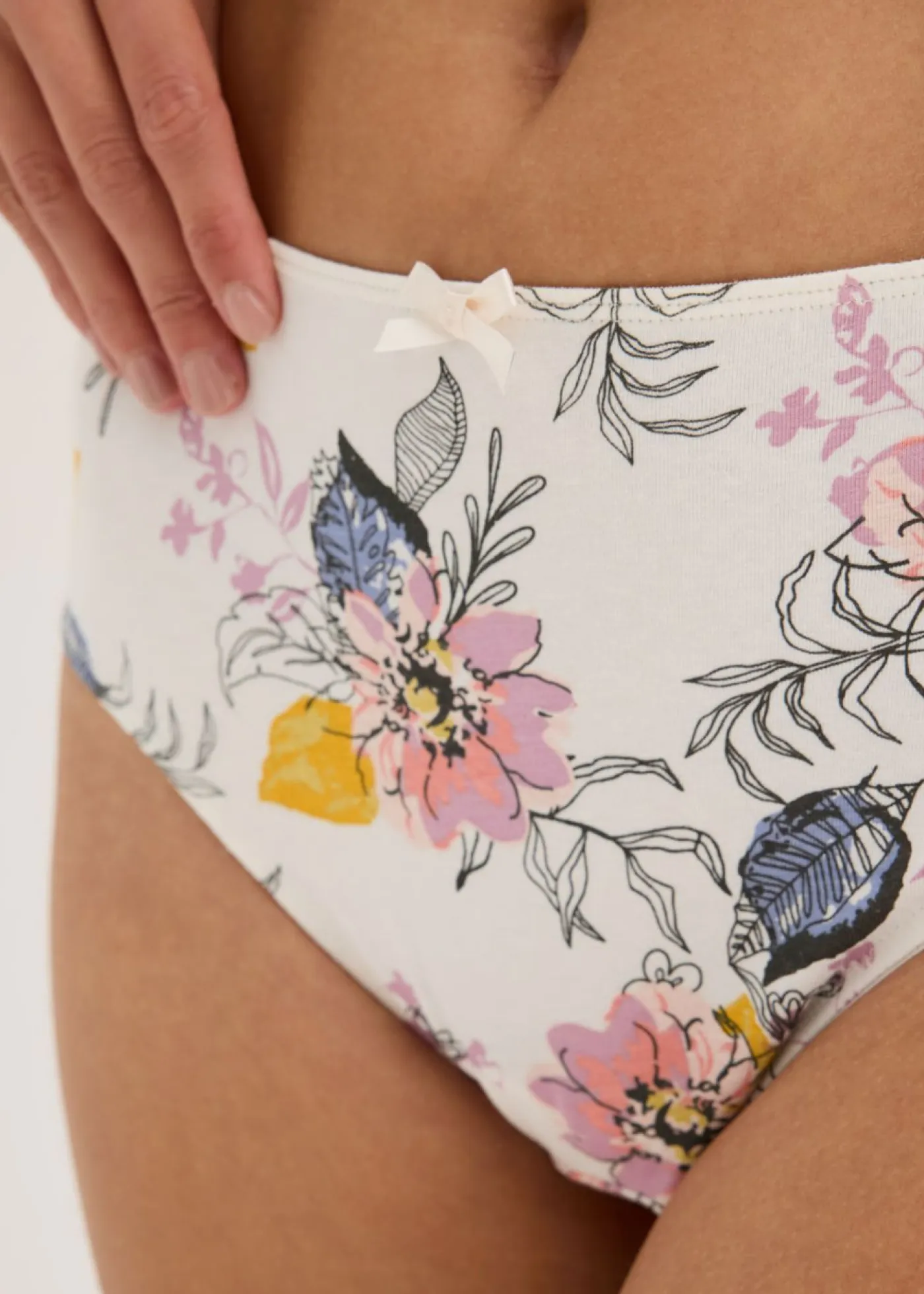 bonprix bonprix Ropa Interior De Algodón|Bragas>Braga con algodón orgánico (4 unidades) malva+azul oxford+blanco lana