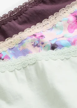 bonprix bonprix Ropa Interior De Algodón|Bragas>Braga con algodón orgánico (4 unidades) rosa pálido+mentol claro+baya con flores