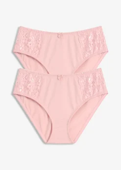 bonprix bonprix Bragas>Braga con encaje delicado (2 unidades) Rosa vintage + rosa vintage