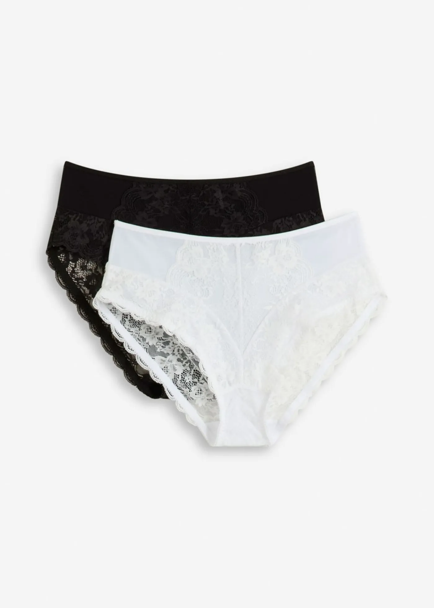 bonprix bonprix Lencería|Bragas>Braga con encaje delicado (2 unidades) Blanco-negro