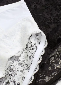 bonprix bonprix Lencería|Bragas>Braga con encaje delicado (2 unidades) Blanco-negro