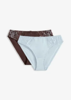 bonprix bonprix Lencería|Bragas>Braga con encaje delicado (2 unidades) Azul crema + marrón oscuro