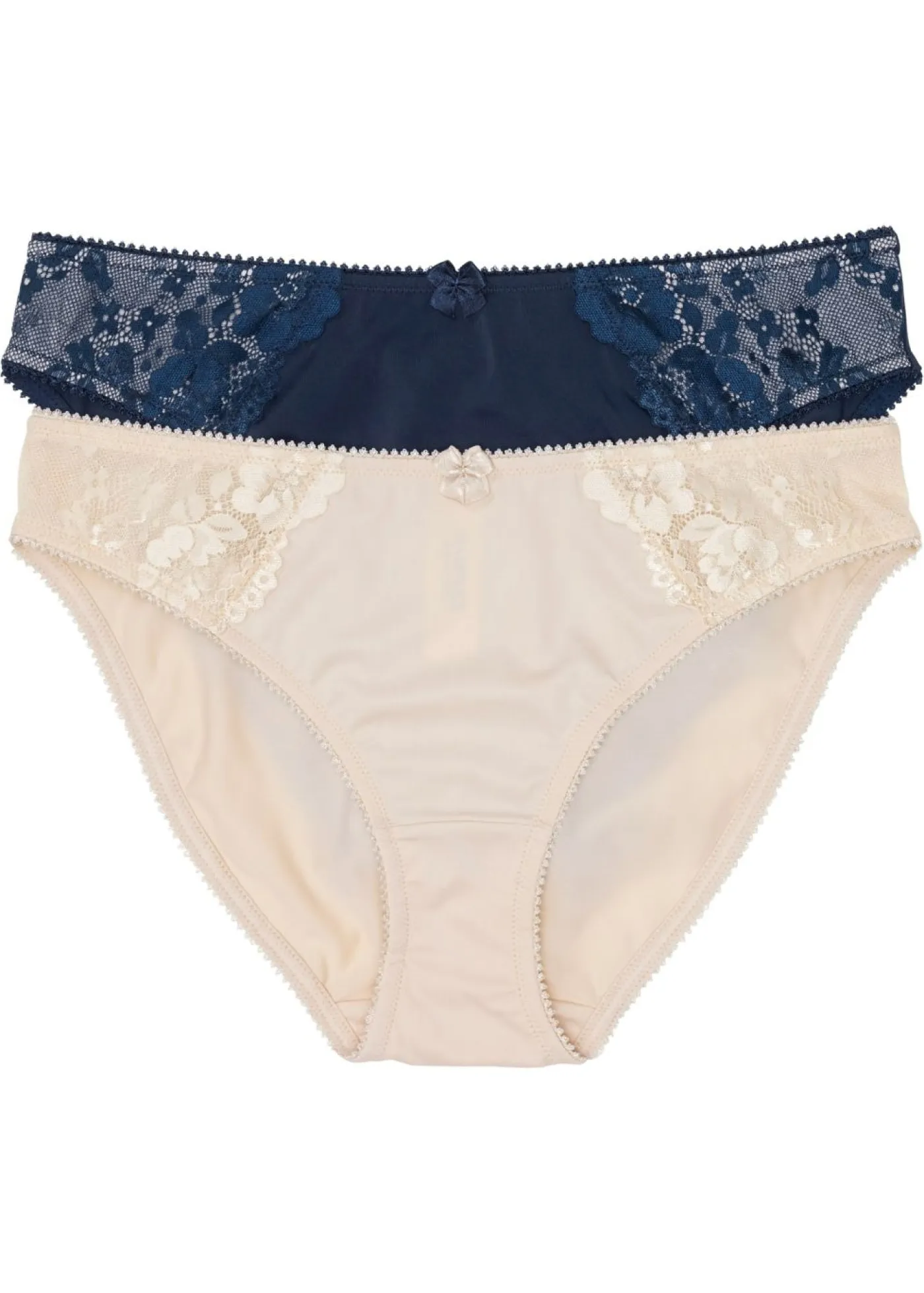 bonprix bonprix Lencería|Bragas>Braga con encaje delicado (2 unidades) Azul marino + beige arena