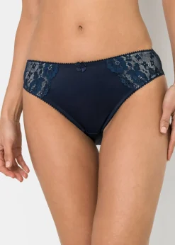 bonprix bonprix Lencería|Bragas>Braga con encaje delicado (2 unidades) Azul marino + beige arena