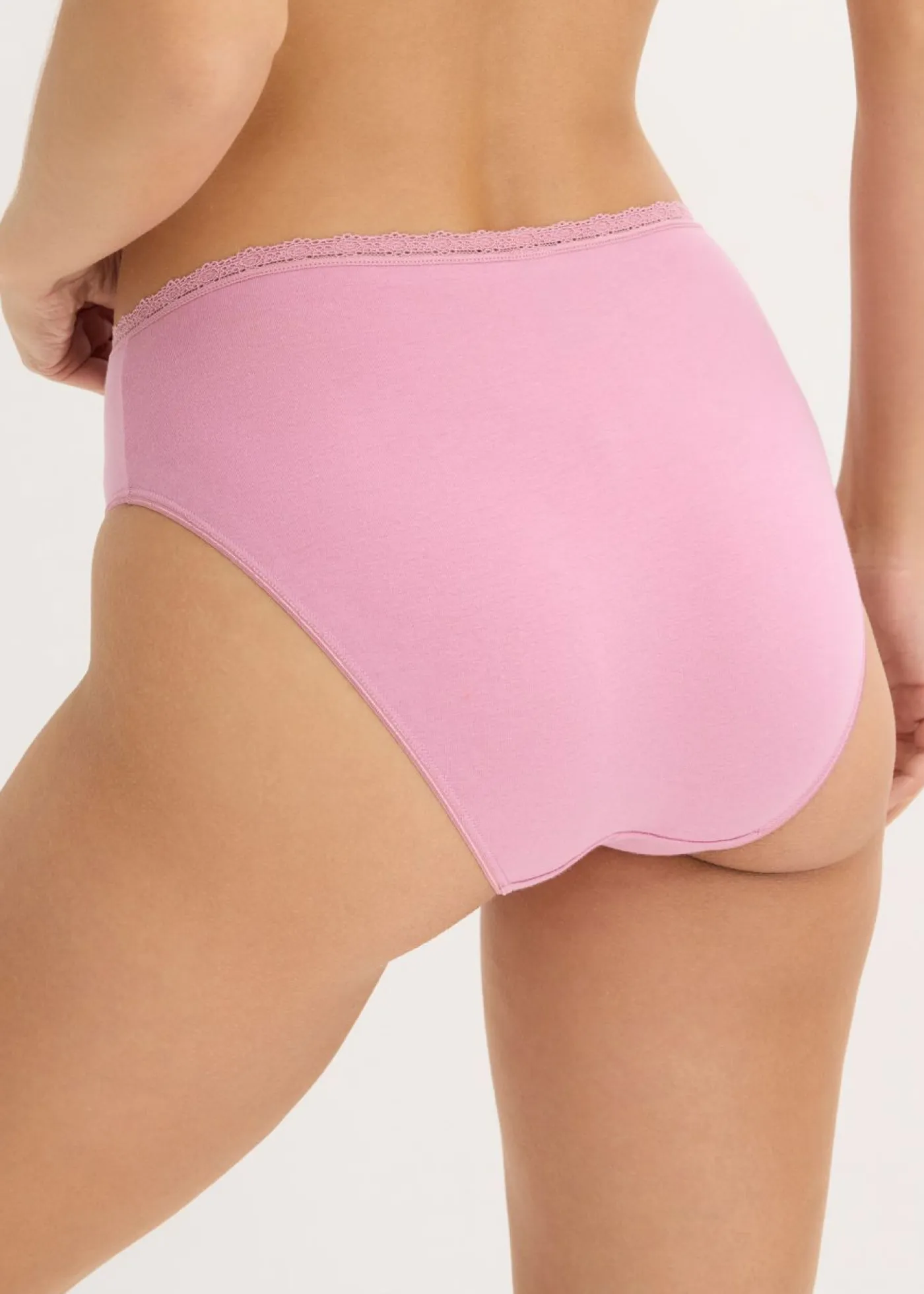 bonprix bonprix Ropa Interior De Algodón|Bragas>Braga con encaje (4 unidades) Negro-malva