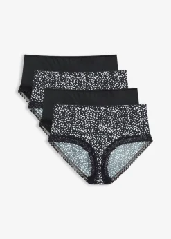 bonprix bonprix Bragas>Braga con encaje (4 unidades) Negro con flores