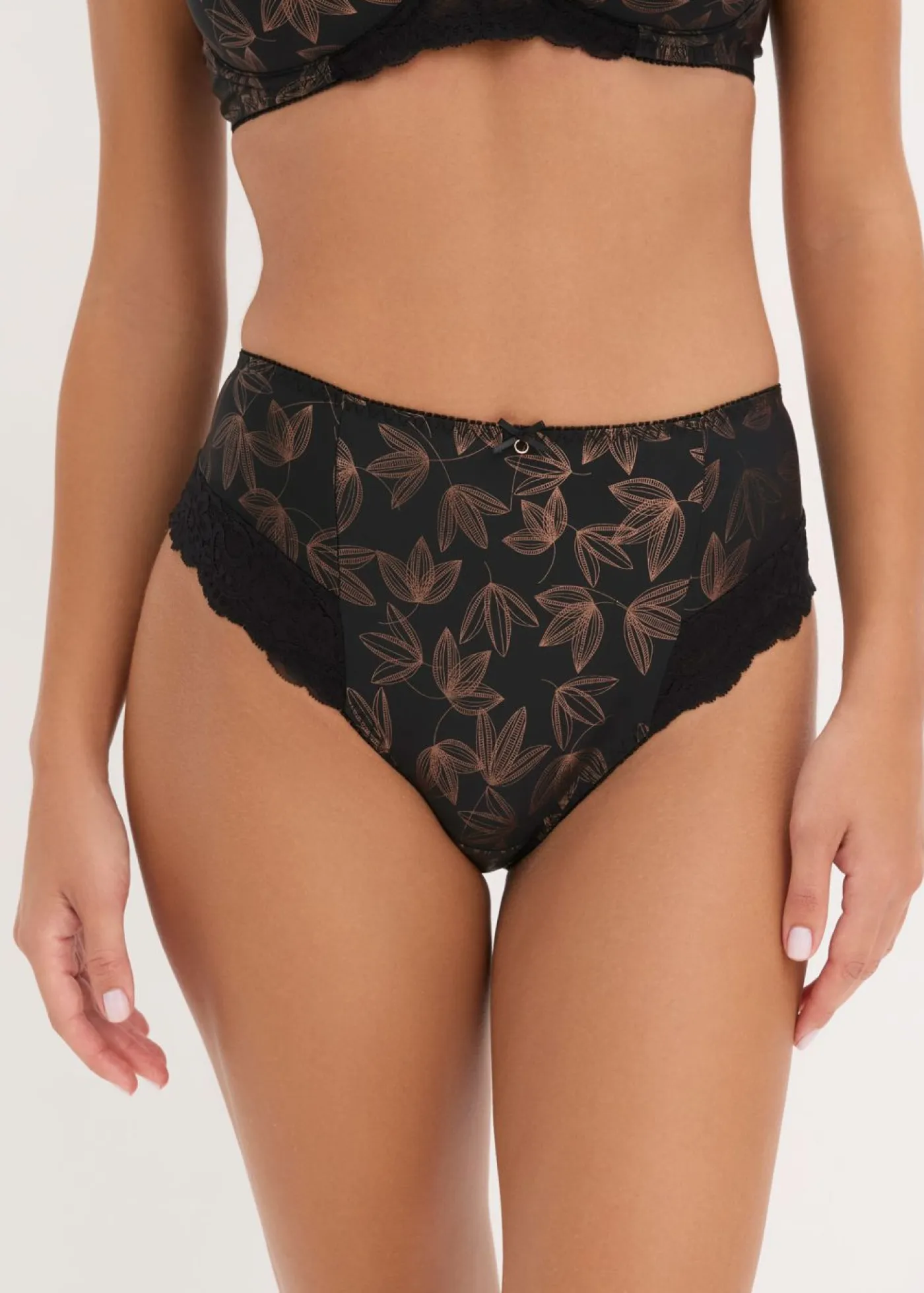 bonprix bonprix Bragas>Braga con estampado brillante Negro-cobre metalizado