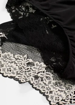 bonprix bonprix Lencería|Bragas>Braga de encaje bicolor (2 unidades) Negro-blanco lana