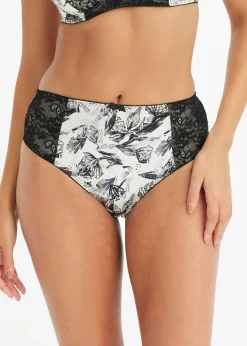 bonprix bonprix Lencería|Bragas>Braga de material brillante beige natural-negro con flores