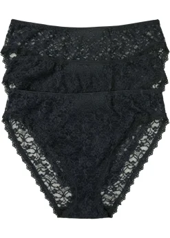 Mujer bonprix bonprix Braga de talle alto de encaje reciclado (3 unidades)