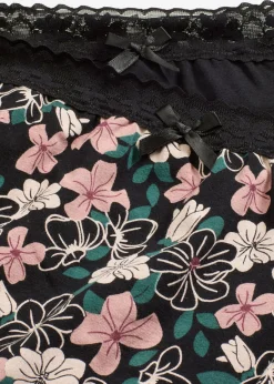 bonprix bonprix Ropa Interior De Algodón|Bragas>Braga de talle alto (4 unidades) con algodón orgánico negro-rosa palo-verde intenso-rojo azalea