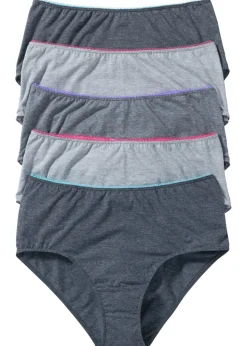 bonprix bonprix Ropa Interior De Algodón|Bragas>Braga maxi (5 unidades) Gris claro/gris/antracita jaspeado