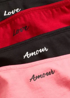 bonprix bonprix Ropa Interior De Algodón|Bragas>Bragas brasileñas (4 unidades) rojo salsa/negro/rosa coral