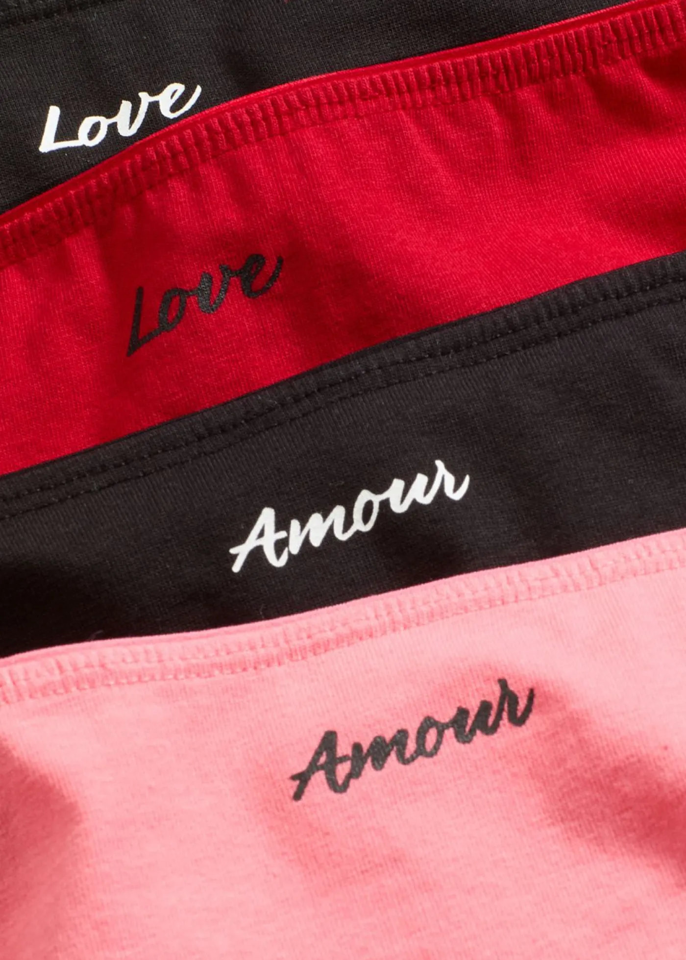 bonprix bonprix Ropa Interior De Algodón|Bragas>Bragas brasileñas (4 unidades) rojo salsa/negro/rosa coral