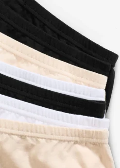 bonprix bonprix Ropa Interior De Algodón|Bragas>Bragas de algodón orgánico (7 unidades) blanco+negro+beige arena