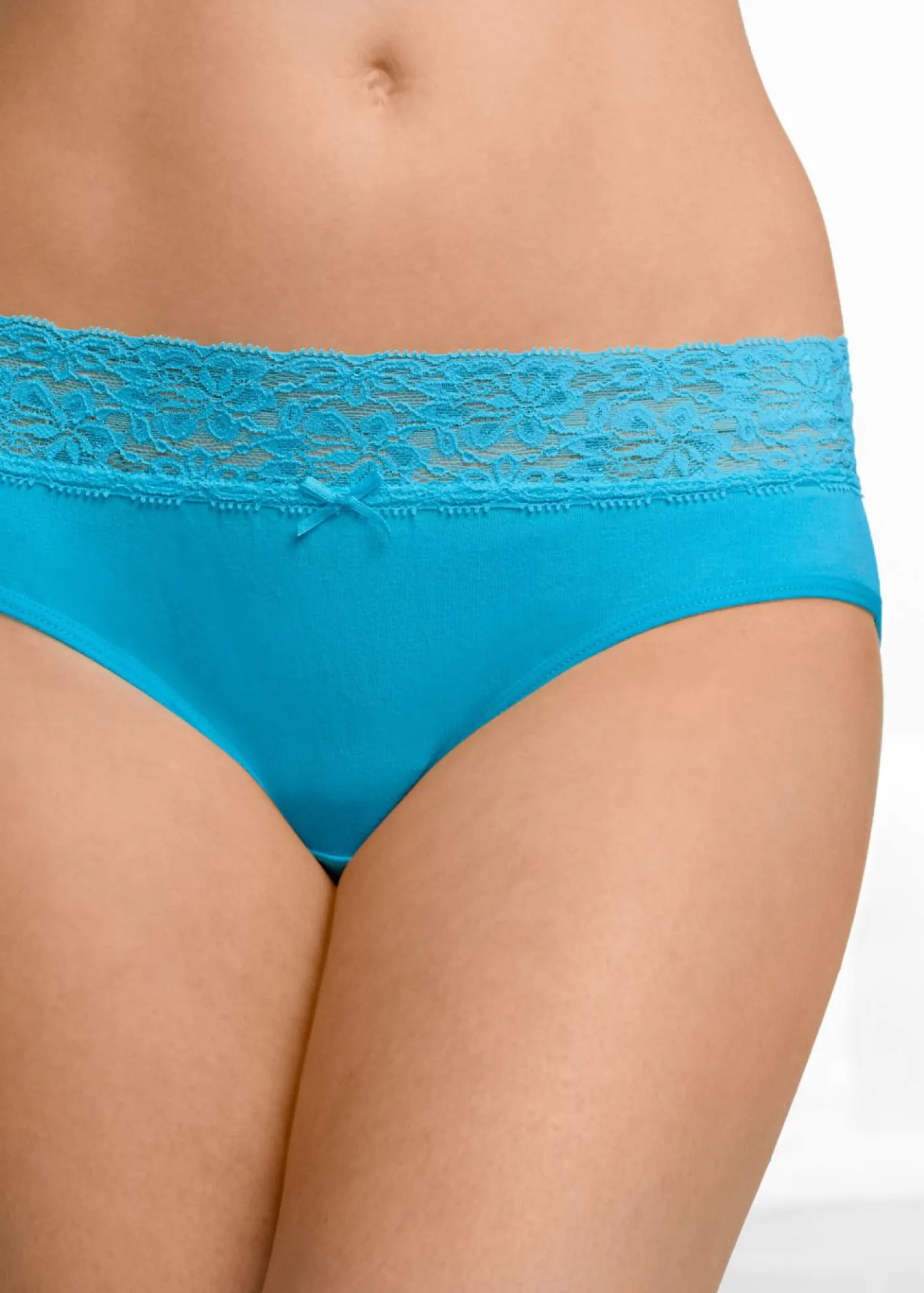 bonprix bonprix Ropa Interior De Algodón|Bragas>Braguita (5 unidades) con encaje turquesa rosa verde brillante