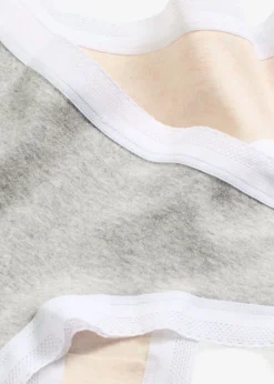 bonprix bonprix Ropa Interior De Algodón|Bragas>Braguita brasileña de encaje acanalado (4 unidades) gris claro jaspeado-rosa seda