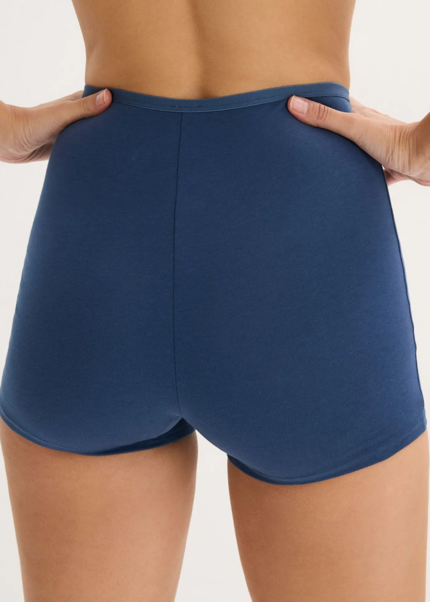 bonprix bonprix Ropa Interior De Algodón|Básicos>Braguita bóxer de talle alto (4 unidades) Azul almirante + gris claro jaspeado