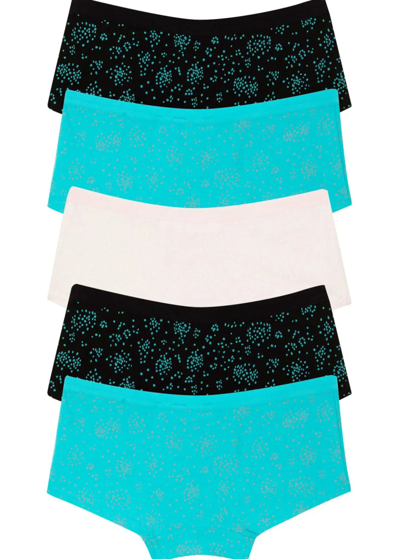 bonprix bonprix Multipack|Niña·Braguitas Y Tops>Braguita con algodón suave (5 unidades) Celeste + rosa claro + negro estampado