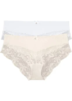 bonprix bonprix Lencería|Bragas>Braguita con encaje fino (2 unidades) blanco-champán