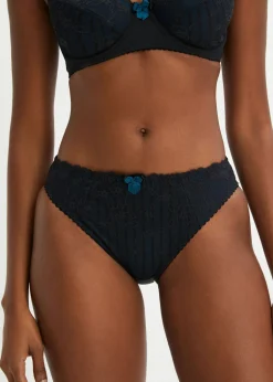 bonprix bonprix Lencería|Bragas>Braguita con encaje suave Negro-azul petróleo