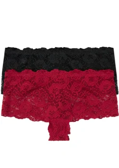 bonprix bonprix Bragas>Braguita con encaje (2 unidades) Rojo oscuro-negro