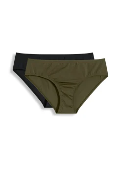 bonprix bonprix Conjuntos De Traje De Baño|Tankinis>Braguita de bikini en paquete doble (2 unidades) Verde oliva oscuro-negro