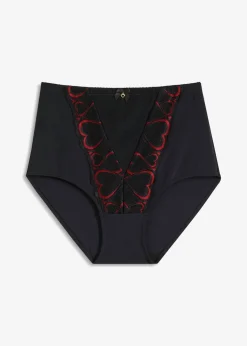 bonprix bonprix Ropa Interior Moldeadora|Bragas>Braguita decorada con efecto moldeador medio Negro-rojo salsa