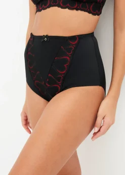 bonprix bonprix Ropa Interior Moldeadora|Bragas>Braguita decorada con efecto moldeador medio Negro-rojo salsa