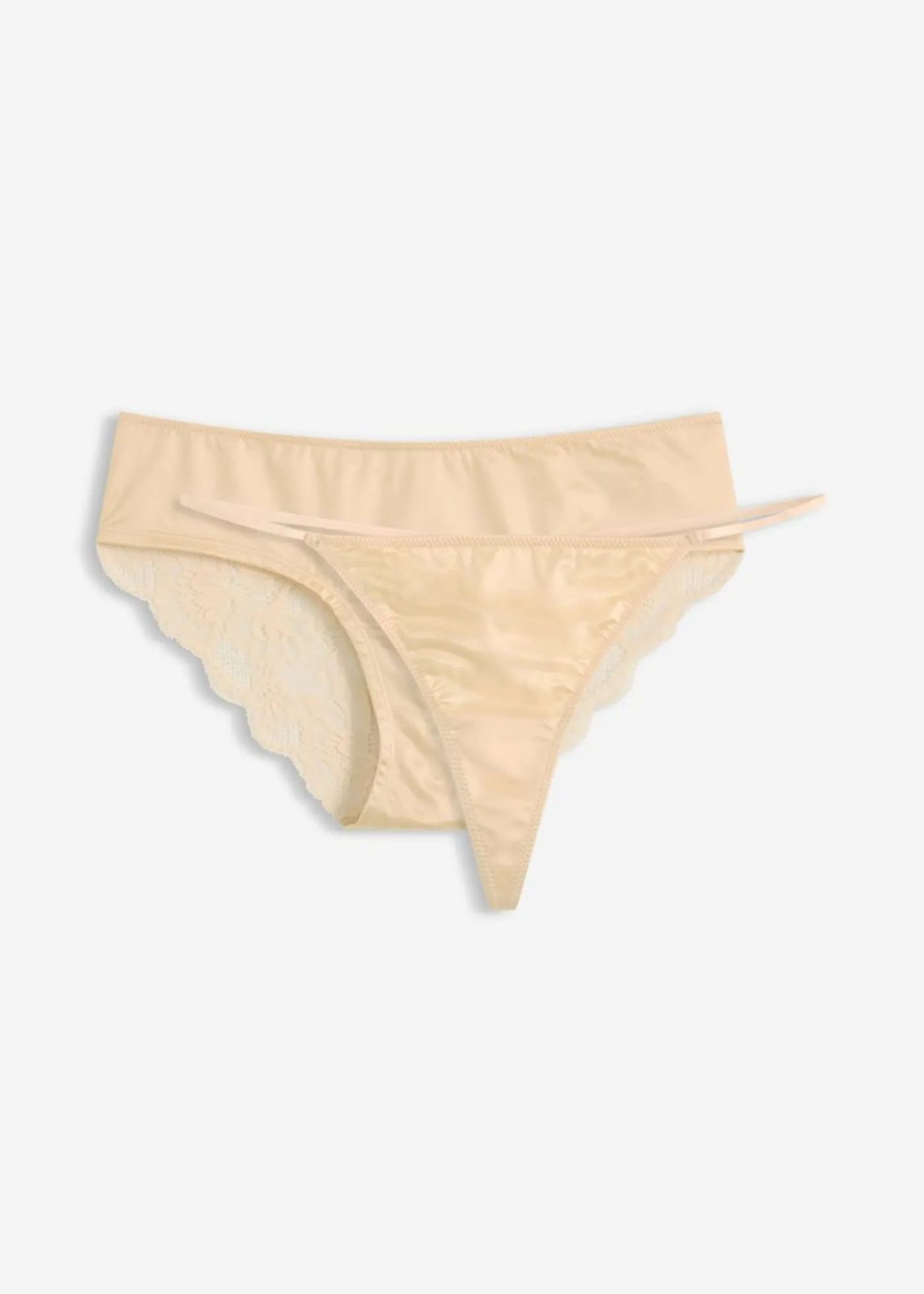 bonprix bonprix Novedades|Novedades>Braguita hipster + tanga con encaje suave (2 piezas) beige perla