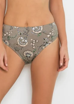 bonprix bonprix Ropa Interior De Algodón|Bragas>Braguita maxi (4 unidades) Marrón grisáceo con patrón paisley-coral claro