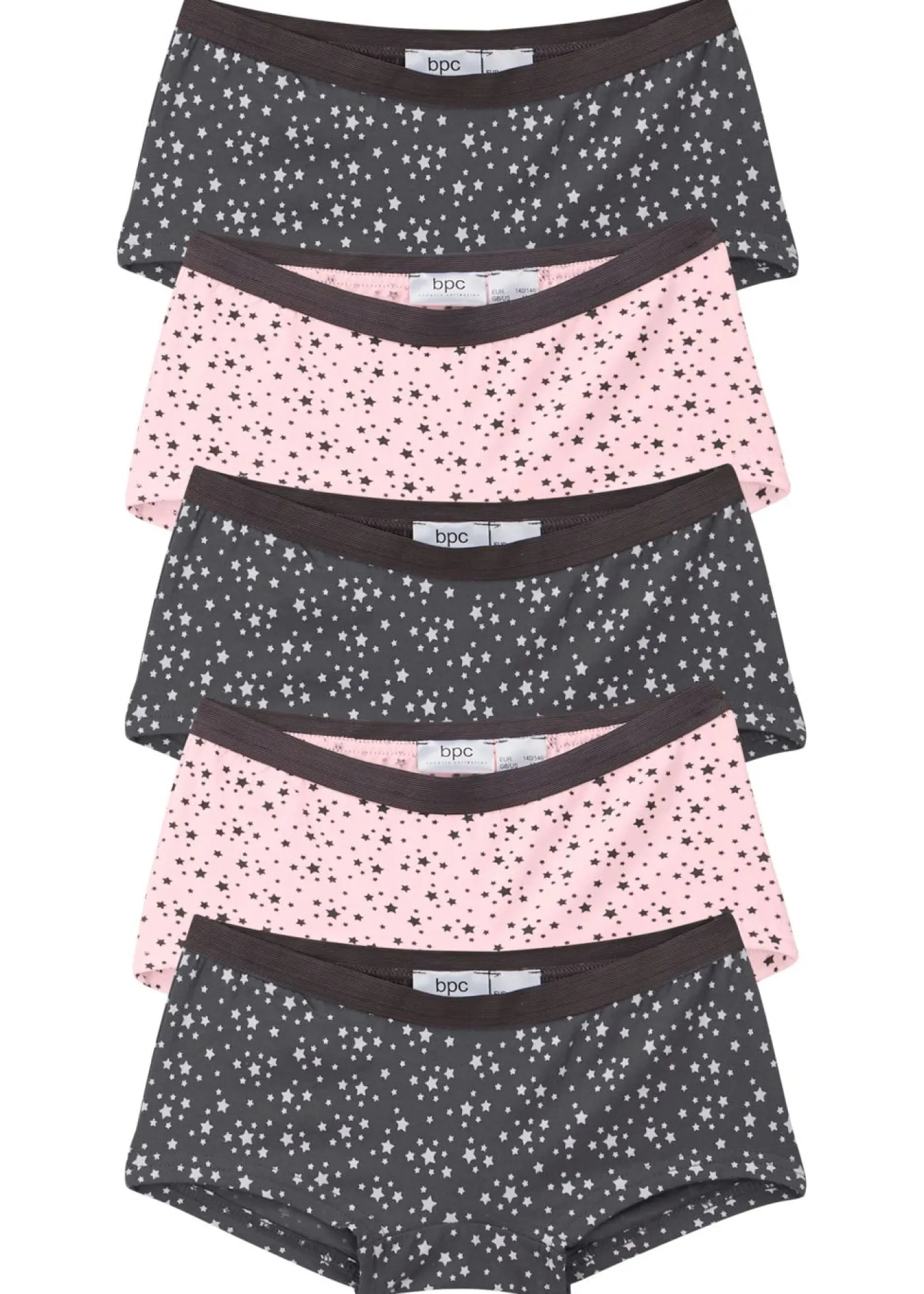 bonprix bonprix Multipack|Niña·Braguitas Y Tops>Braguita para niñas (5 unidades) Pizarra/rosa claro estampado