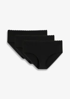 bonprix bonprix Ropa Interior De Algodón|Premamá Y Lactancia>Braguita premamá con algodón orgánico y encaje (3 unidades) Negro