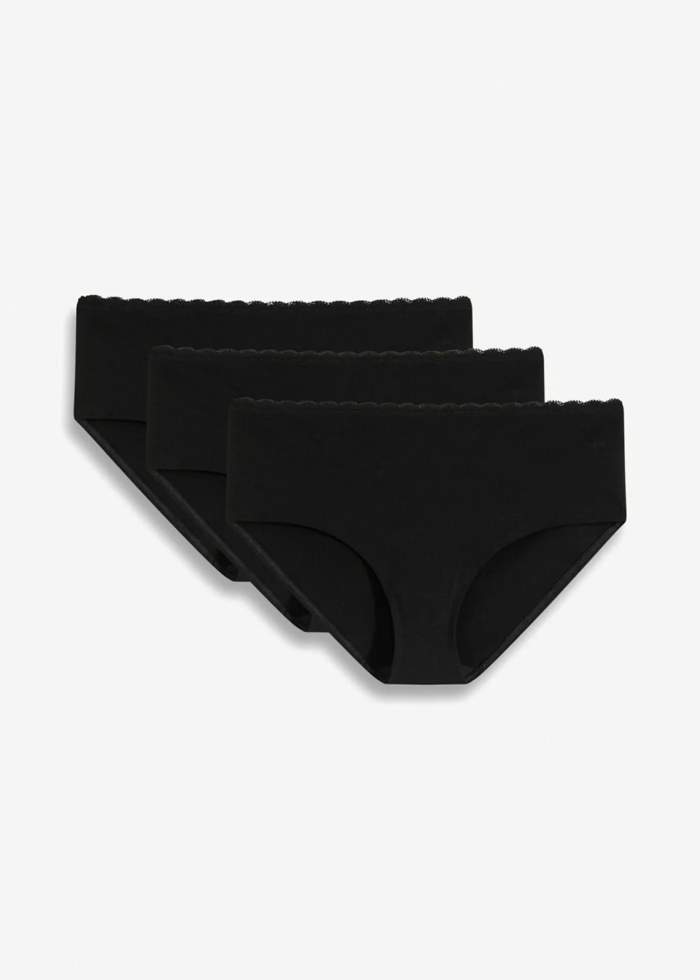 bonprix bonprix Ropa Interior De Algodón|Premamá Y Lactancia>Braguita premamá con algodón orgánico y encaje (3 unidades) Negro