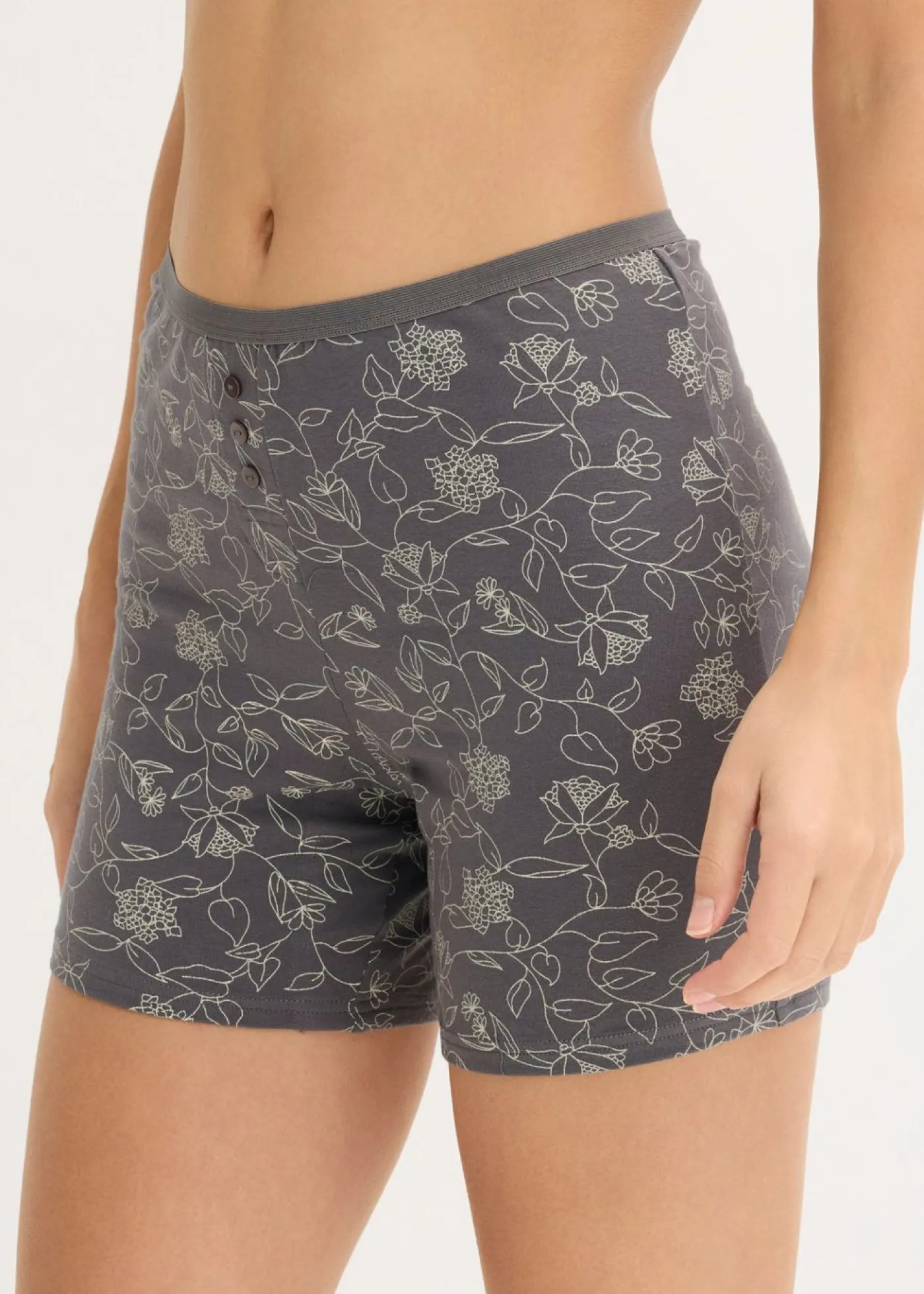 bonprix bonprix Ropa Interior De Algodón|Bragas>Braguitas bóxer largas de mujer (4 unidades) Gris estampado