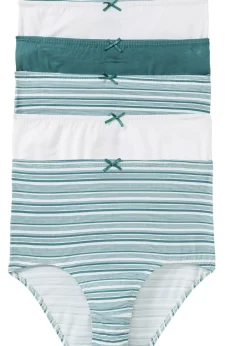 bonprix bonprix Ropa Interior De Algodón|Bragas>Braguitas de talle alto (6 unidades) Turquesa cobalto mate-blanco de rayas